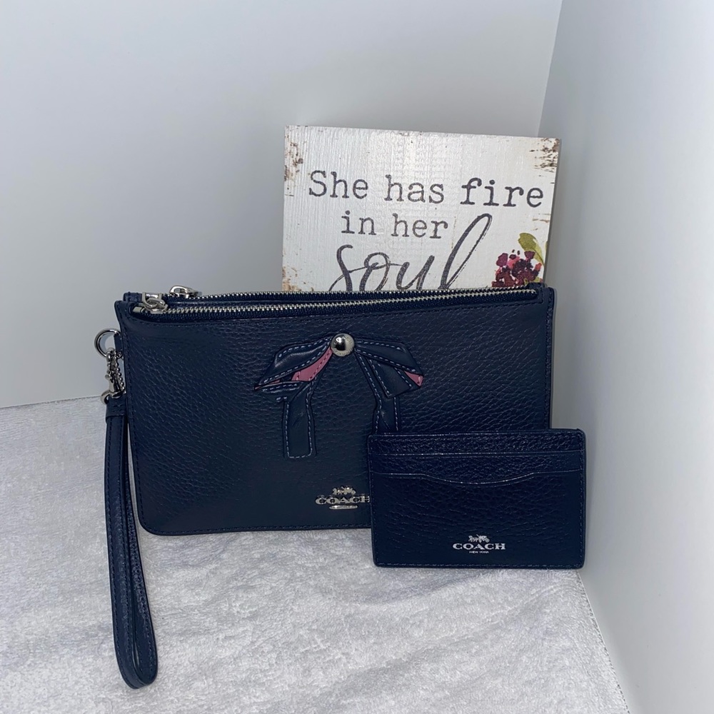 Coach blue pouch/wristlet